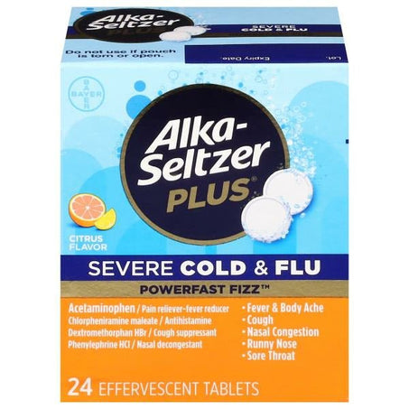 Alka - Seltzer Plus Cold & Flu, Severe, Citrus Flavor, Effervescent Tablets 24 ct - Green Basket Marco Island