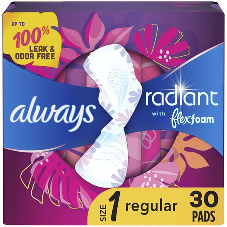 Always Radiant Pads Size 1 Regular with Wings - Green Basket Marco Island