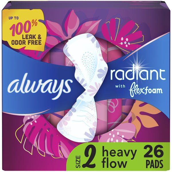 Always Radiant Pads Size 2 Heavy with Wings - Green Basket Marco Island