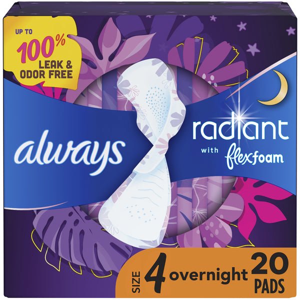 Always Radiant Pads Size 4 Overnight with Wings - Green Basket Marco Island