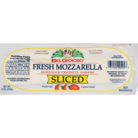 BelGioioso Cheese, Sliced, Fresh Mozzarella 8 oz - Green Basket Marco Island