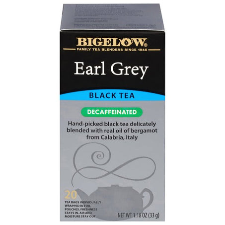 Bigelow Black Tea, Earl Grey, Decaffeinated, Tea Bags 20 ct - Green Basket Marco Island