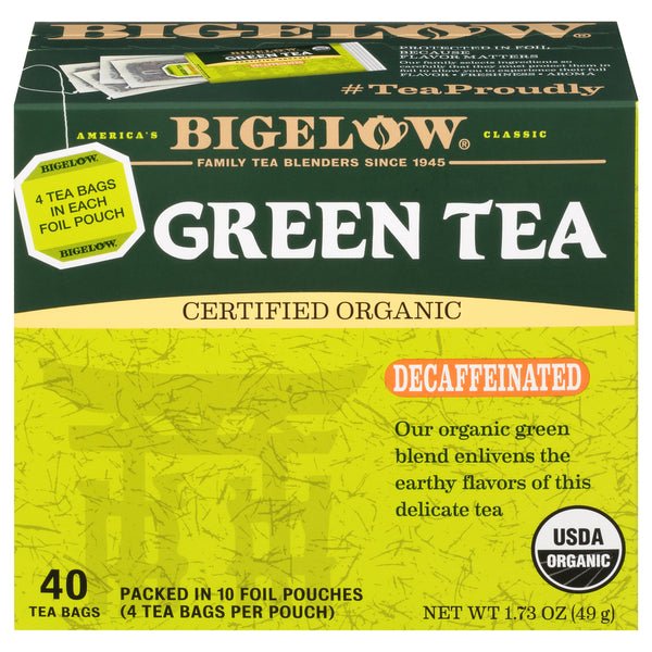 Bigelow Green Tea, Decaffeinated, Organic, Tea Bags 40 ct - Green Basket Marco Island