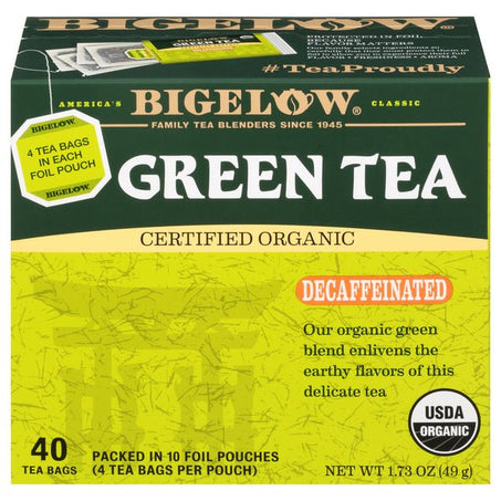 Bigelow Green Tea, Decaffeinated, Organic, Tea Bags 40 ct - Green Basket Marco Island