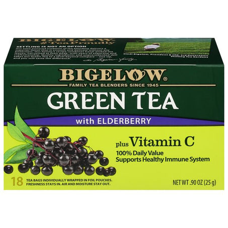 Bigelow Green Tea, with Elderberry Plus Vitamin C, Tea Bags 18 ct - Green Basket Marco Island