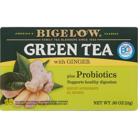 Bigelow Green Tea, with Ginger, Bags 18 ct - Green Basket Marco Island