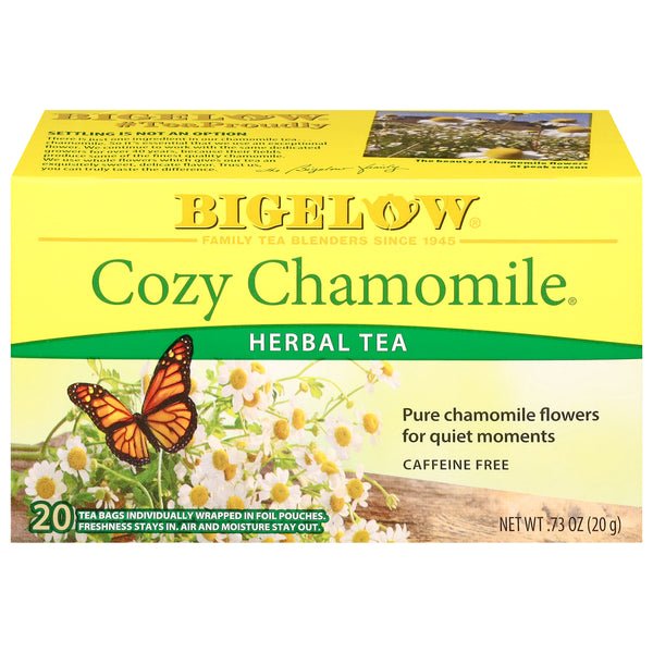 Bigelow Herbal Tea, Caffeine Free, Cozy Chamomile, Tea Bags 20 ct - Green Basket Marco Island
