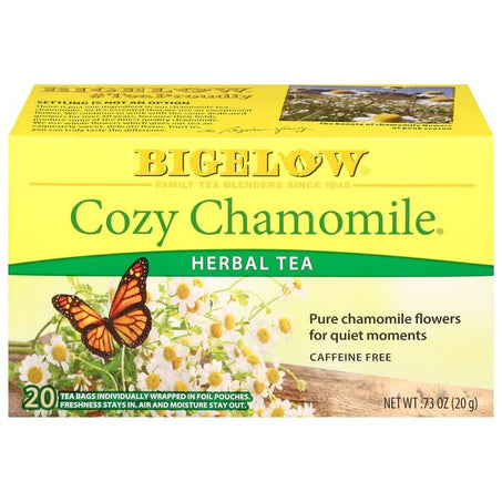 Bigelow Herbal Tea, Caffeine Free, Cozy Chamomile, Tea Bags 20 ct - Green Basket Marco Island