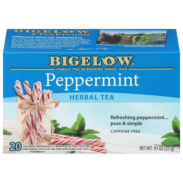 Bigelow Herbal Tea, Peppermint, Tea Bags 20 ct - Green Basket Marco Island