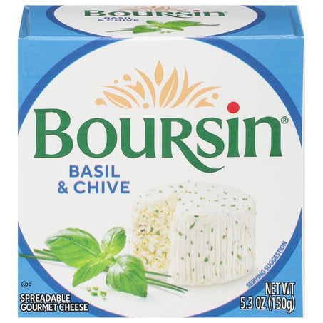 Boursin Cheese, Gourmet, Basil & Chive, Spreadable 5.3 oz - Green Basket Marco Island