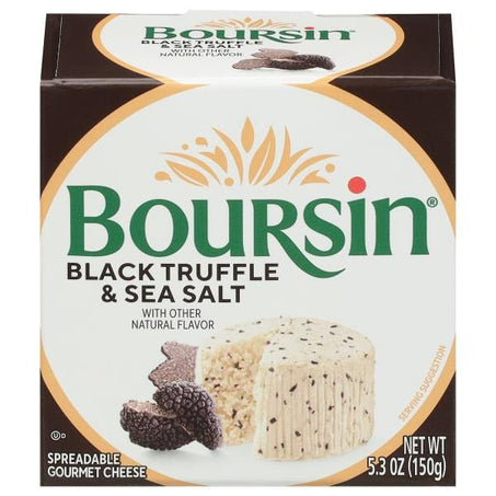 Boursin Spreadable Cheese, Gourmet, Black Truffle & Sea Salt 5.3 oz - Green Basket Marco Island