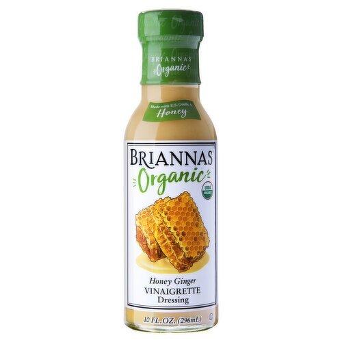 Briannas Organic Honey Ginger Vinaigrette Dressing, 10 fl oz. - Green Basket Marco Island