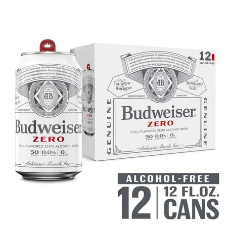 Budweiser Zero Zero Alcohol Free American Lager Beer 12 Pack, 12 Fl Oz Cans - Green Basket Marco Island