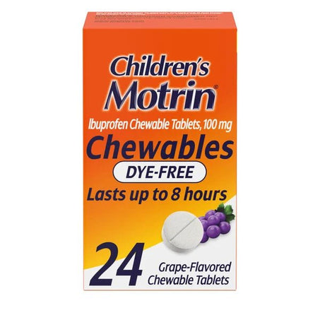Children's Motrin Dye - Free Ibuprofen Chewable Tablets, Grape 24 ct - Green Basket Marco Island
