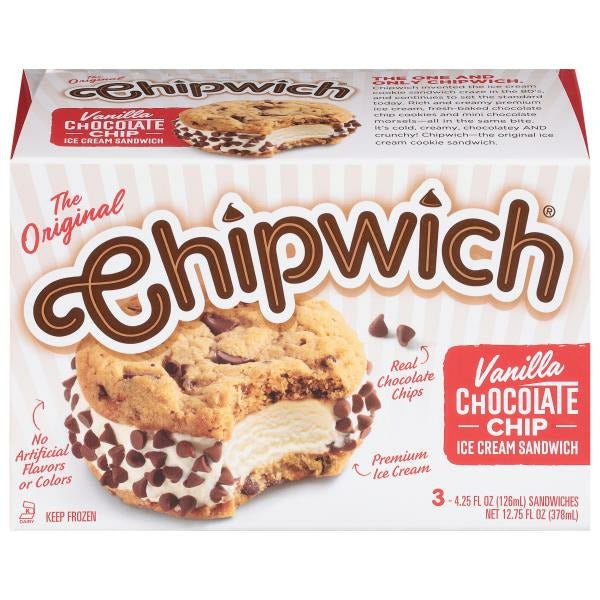 Chipwich Ice Cream Sandwich, Vanilla Chocolate Chip - Green Basket Marco Island