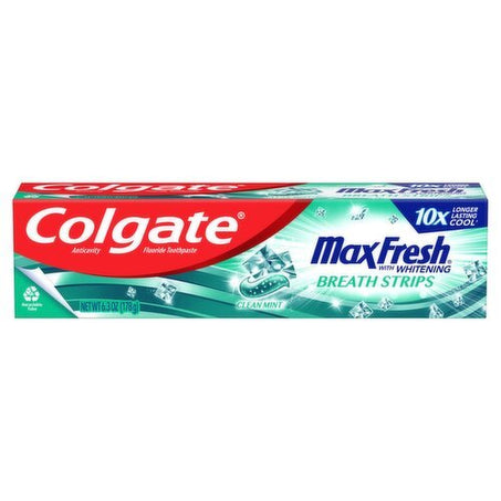 Colgate Max Fresh Whitening Breath Strips Clean Mint Toothpaste, 6.3 oz - Green Basket Marco Island