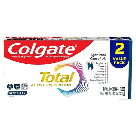 Colgate Total Active Prevention Deep Clean Toothpaste Value Pack, 5.1 oz, 2 count - Green Basket Marco Island