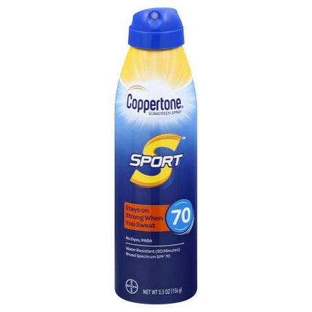 Coppertone Water Resistant Sunscreen Spray, Broad Spectrum SPF 70 5.5 oz - Green Basket Marco Island