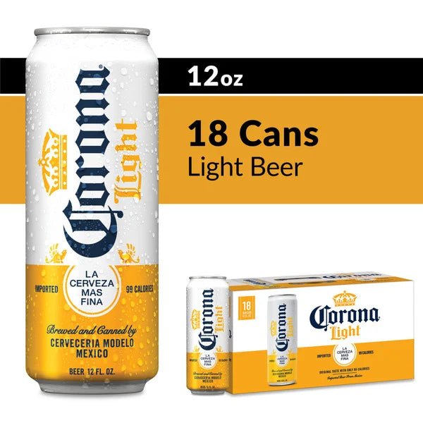 Corona Light Mexican Lager Import Lower Calorie* Light Beer Cans - Green Basket Marco Island