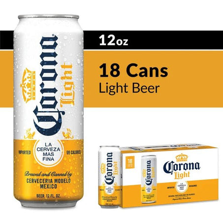 Corona Light Mexican Lager Import Lower Calorie* Light Beer Cans - Green Basket Marco Island