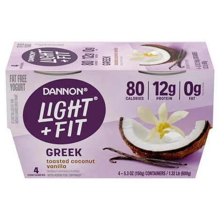 Dannon Light + Fit Dannon Greek Fat Free Yogurt, 4 Ct, 5.3 OZ Yogurt Cups - Green Basket Marco Island