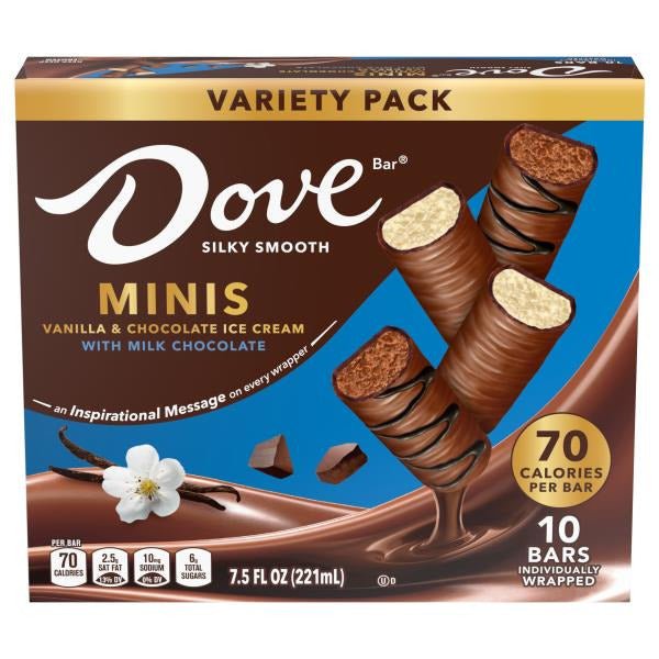 Dove Vanilla & Chocolate Ice Cream Mini Milk Chocolate Ice Cream Bars - Green Basket Marco Island