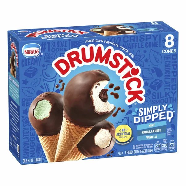 Drumstick Simply Dipped Cones Variety Pack - Vanilla, Mint, Vanilla Fudge 8 ct - Green Basket Marco Island
