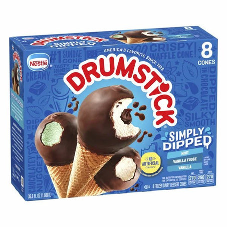 Drumstick Simply Dipped Cones Variety Pack - Vanilla, Mint, Vanilla Fudge 8 ct - Green Basket Marco Island