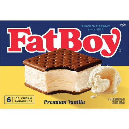 FatBoy Ice Cream Sandwiches, Premium Vanilla - Green Basket Marco Island