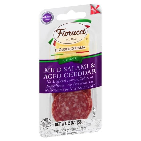 Fiorucci Pre - Sliced 100% Natural Mild Salami & Aged Cheddar Snack Pack - Green Basket Marco Island