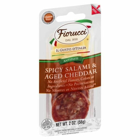 Fiorucci Pre - Sliced 100% Natural Spicy Salami & Aged Cheddar Snack Pack - Green Basket Marco Island