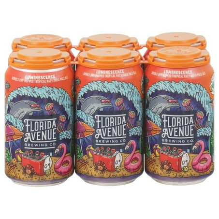 Florida Avenue Beer, Luminescence, Double Dry - Hopped, Tropical Hazy, Indian Pale Ale 6 x 12 fl oz - Green Basket Marco Island