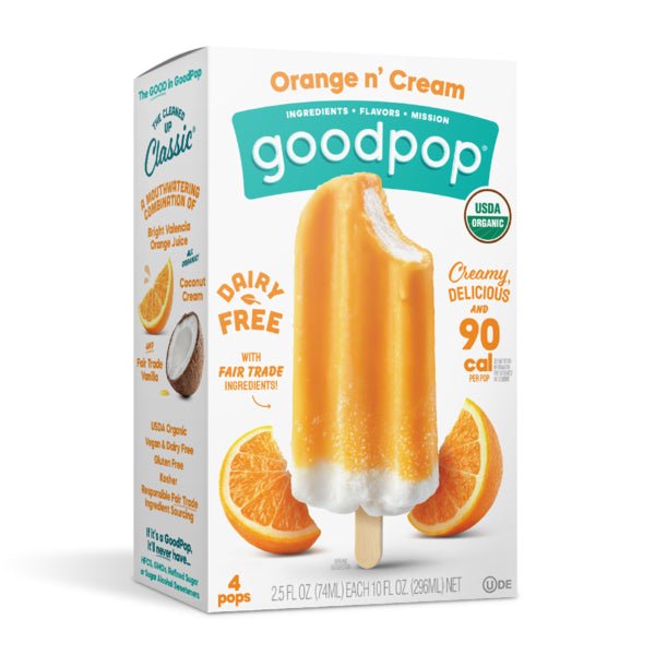 GoodPop Orange n' Cream, Organic, Dairy - Free Frozen Fruit Bars - Green Basket Marco Island