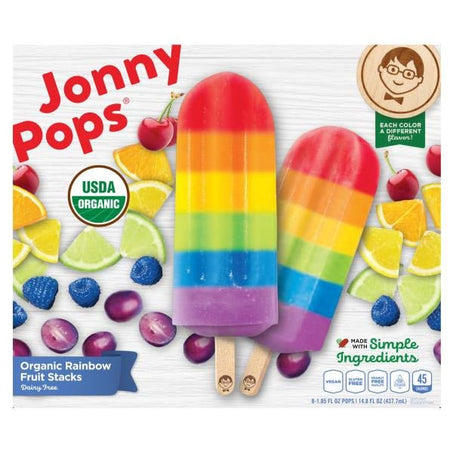 JonnyPops Pops, Dairy Free, Organic, Rainbow Fruit Stacks - Green Basket Marco Island