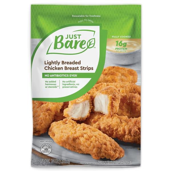 Just Bare Chicken Breast Strips Lightly Breaded - Green Basket Marco Island