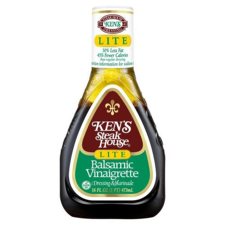 Ken's Steak House Lite Balsamic Vinaigrette Dressing & Marinade, 16 fl oz - Green Basket Marco Island