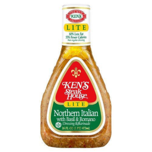 Ken's Steak House Lite Northern Italian with Basil & Romano Dressing & Marinade, 16 fl oz - Green Basket Marco Island
