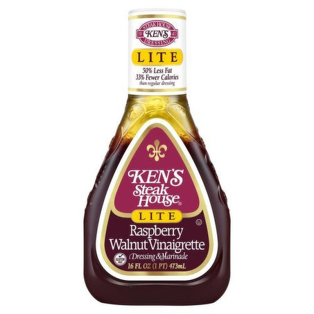 Ken's Steak House Lite Raspberry Walnut Vinaigrette Dressing & Marinade, 16 fl oz - Green Basket Marco Island