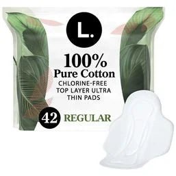L. Ultra Thin Pads with Wings, Regular - Green Basket Marco Island
