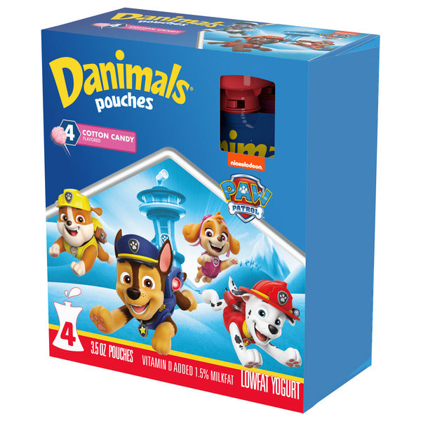Danimals Pouches Cotton Candy Squeezable Low Fat Yogurt, 4 Ct, 3.5 OZ Yogurt Pouches