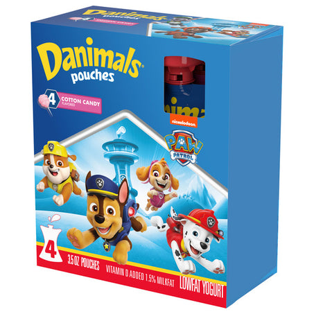 Danimals Pouches Cotton Candy Squeezable Low Fat Yogurt, 4 Ct, 3.5 OZ Yogurt Pouches