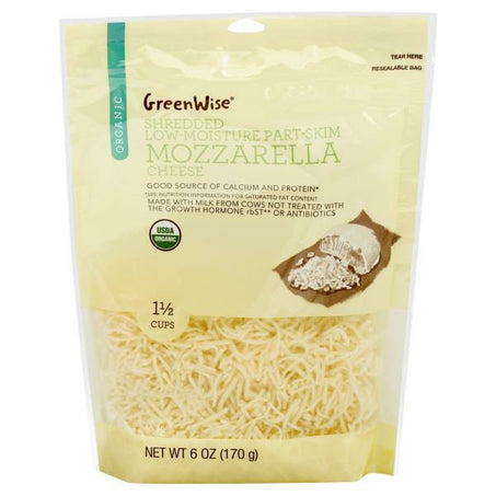 GreenWise Shredded Cheese, Organic, Mozzarella 6 oz