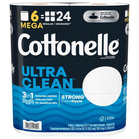 Cottonelle Ultra Clean Strong Toilet Paper 6 ct
