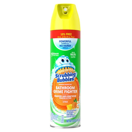Scrubbing Bubbles Bathroom Grime Fighter Bathroom Disinfectant Aerosol, Citrus 22 oz