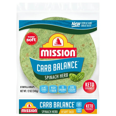 Mission Carb Balance Spinach & Herb Soft Taco Size Flour Tortillas 12 oz