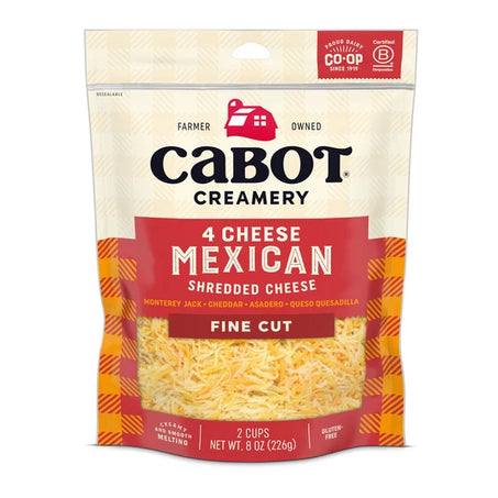 Cabot 4 Cheese Mexican Shredded Cheddar Cheese 8 oz