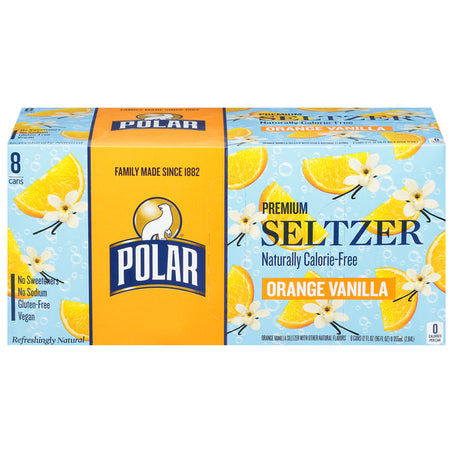 Polar Seltzer, Orange Vanilla, Premium 8 x 12 fl oz