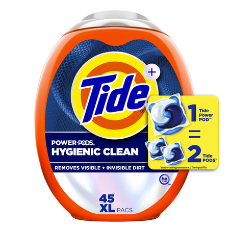 Tide Power PODS Laundry Detergent Pacs, Hygienic Clean, Original 45 ct