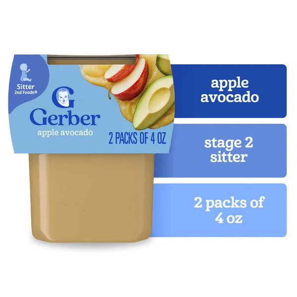 Gerber Stage 2 Baby Food Apple Avocado Puree Tubs Baby Puree 4 oz