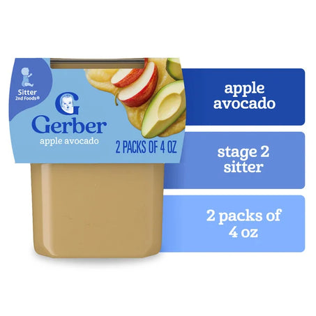 Gerber Stage 2 Baby Food Apple Avocado Puree Tubs Baby Puree 4 oz